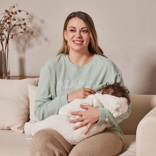 Cozy Waffle Knit Breastfeeding Sweatshirt with Zipper Access for Nursing Moms T-Shirts, Hoodie | InkThreadWorks.com