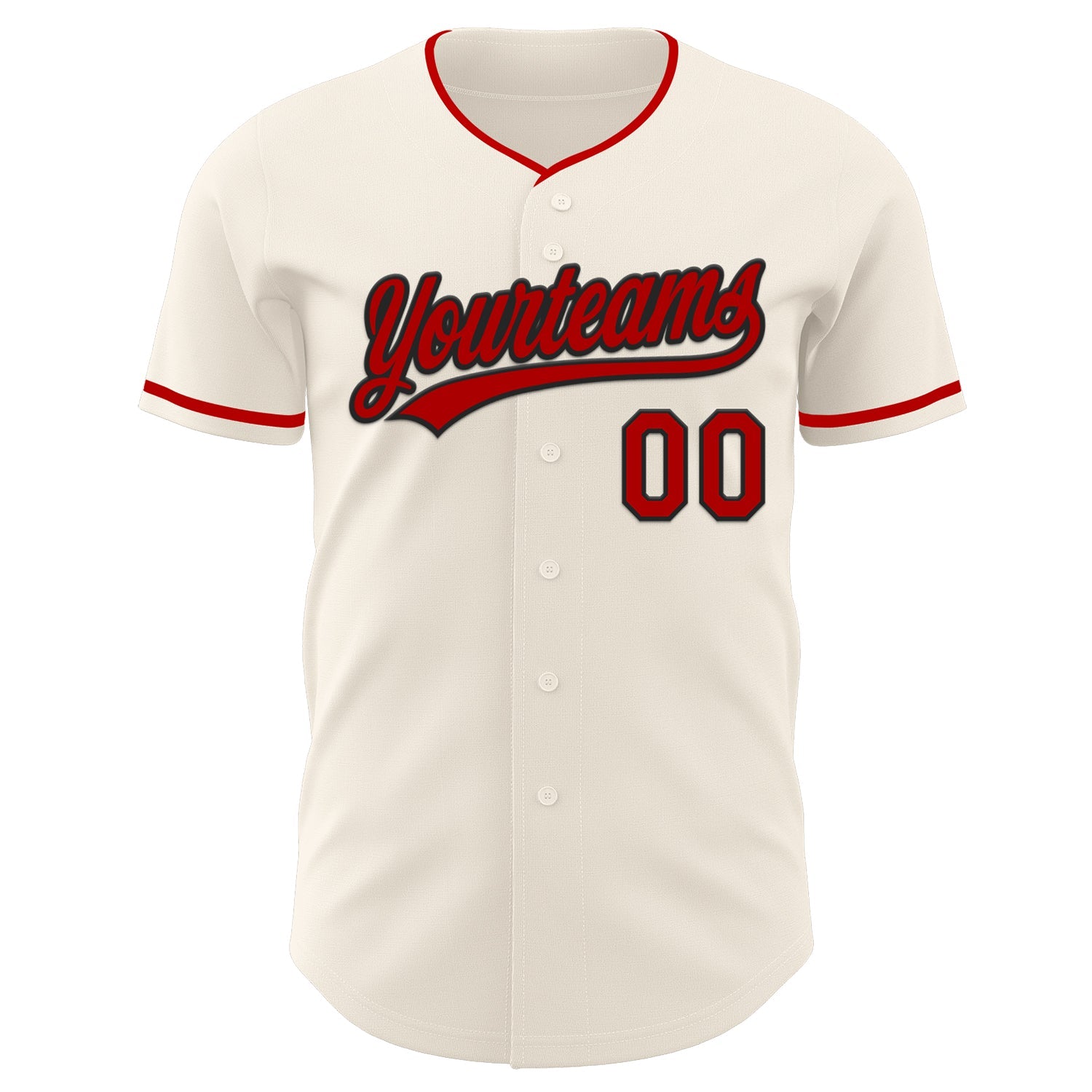 Custom Cream Red-Black Authentic Baseball Jersey