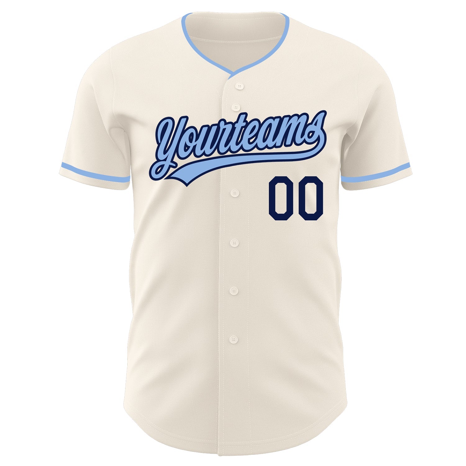 Custom Cream Light Blue-Navy Authentic Baseball Jersey