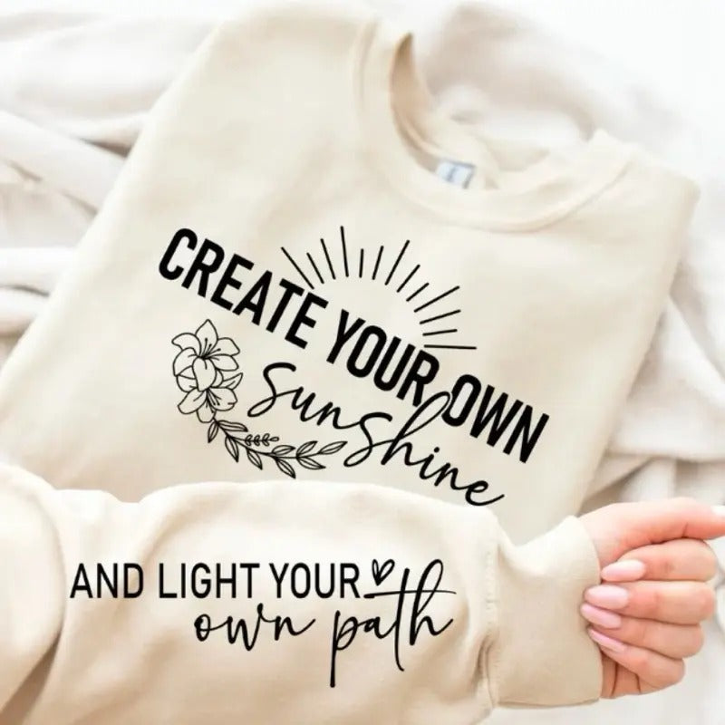 Create Your Own Sunshine Fleece Crewneck Sweatshirt T-Shirts, Hoodie | InkThreadWorks.com