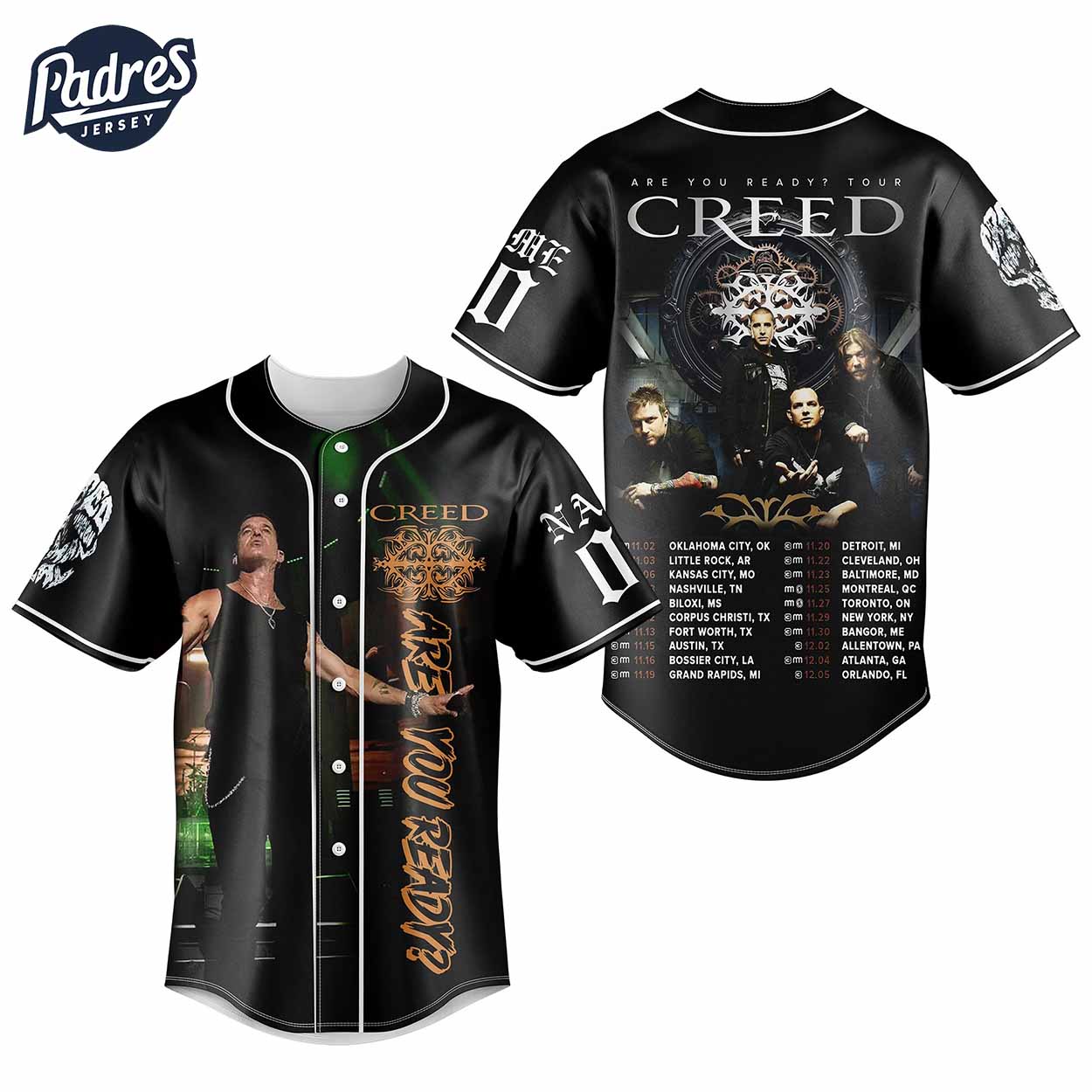 Creed Are You Ready Tour Baseball Jersey Outfit - Music Merch - Padres Jersey Oasis: Elevate Your Baseball Style Game