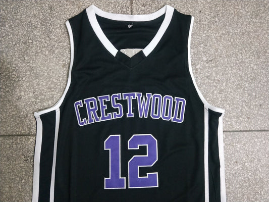 Crestwood Knights #12 Ja Morant Ja - High School 12 Black Embroidered Jersey Style 3