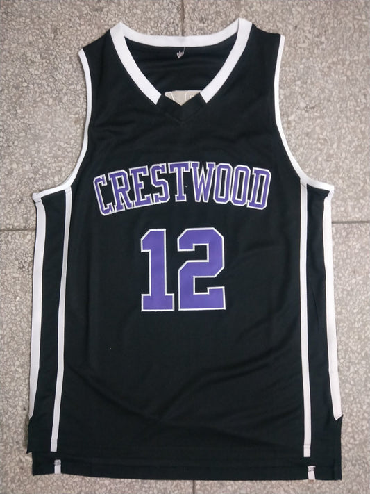 Crestwood Knights #12 Ja Morant Ja - High School 12 Black Embroidered Jersey Style 6
