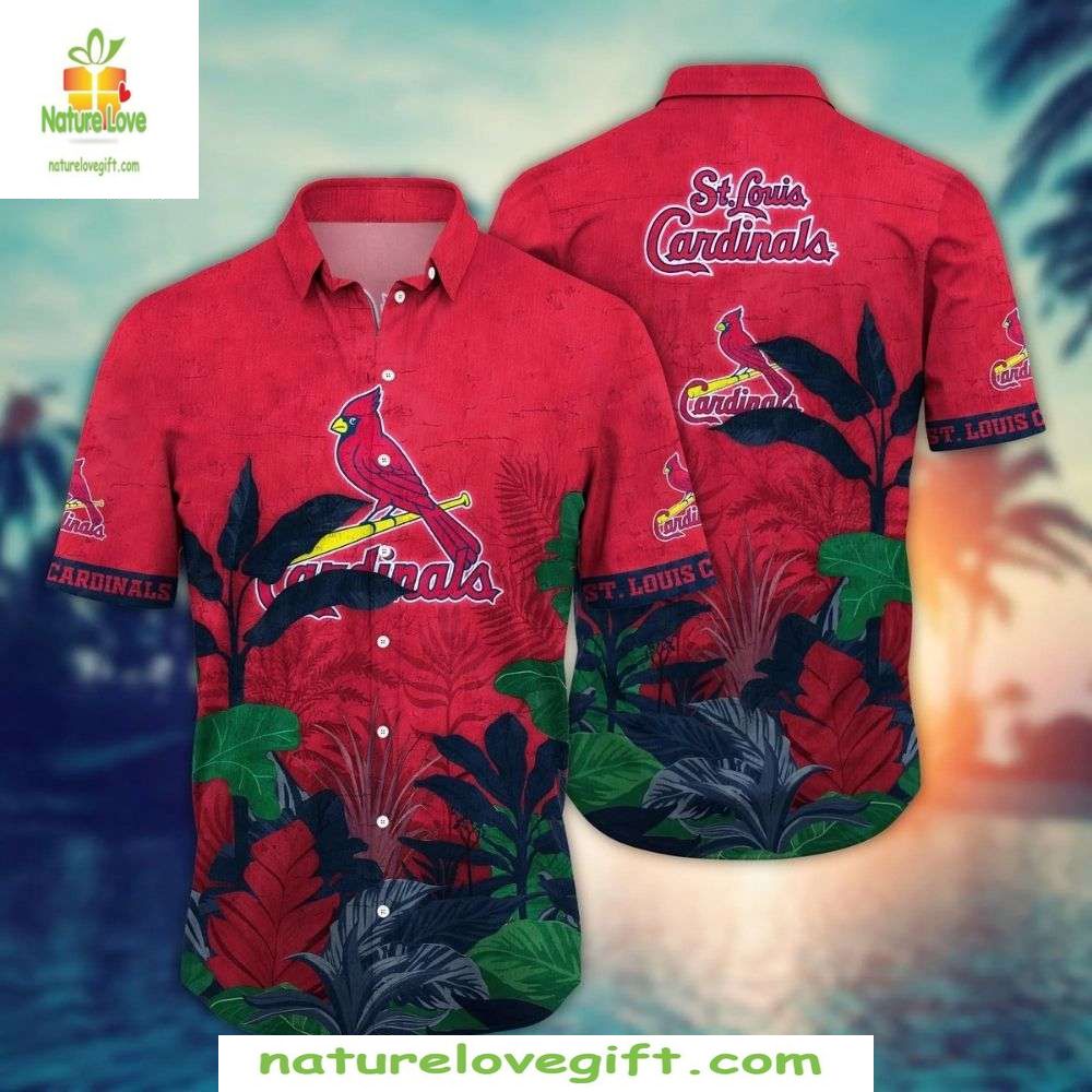 St Louis Cardinals Hawaiian Shirt Crimson Foliage MLB Baseball Apparel