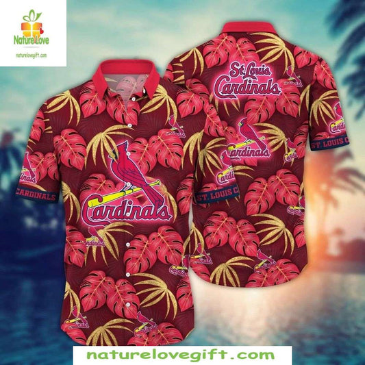 St Louis Cardinals Hawaiian Shirt MLB Baseball Aloha Shirt Crimson Tropics