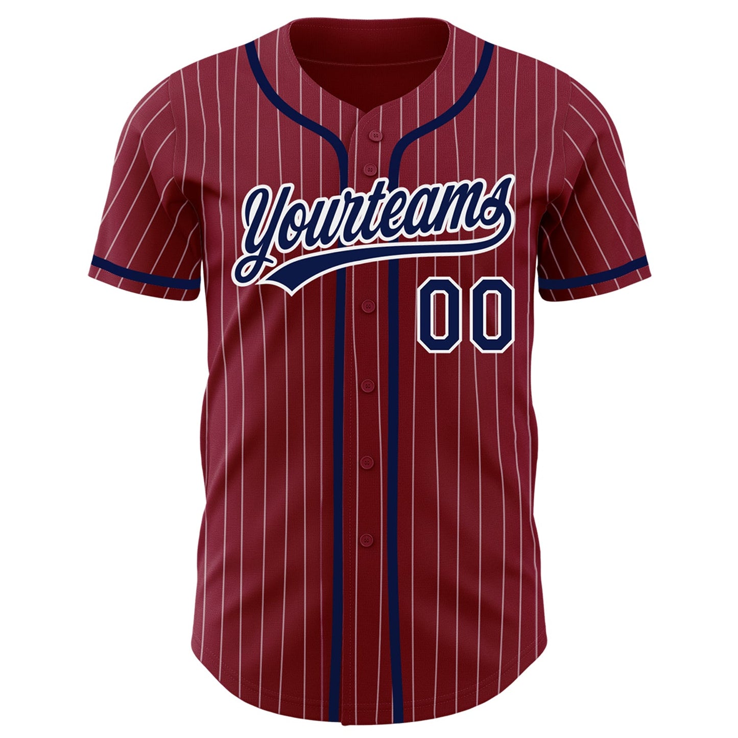 Custom Crimson White Pinstripe Navy Authentic Baseball Jersey