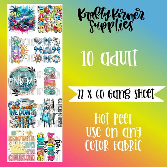 Cruise DTF Transfer Gang Sheet, 22 x 60 T-Shirts, Hoodie, Sweatshirt | InkThreadWorks.com