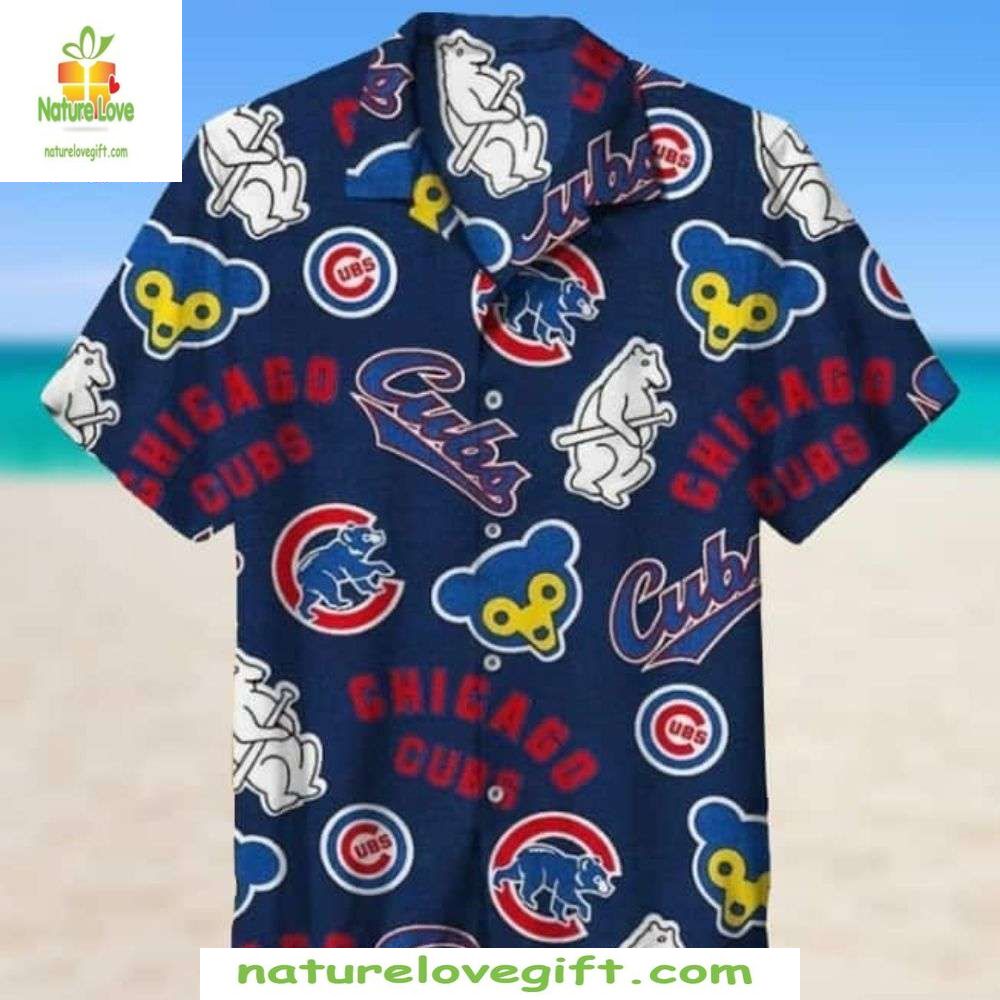 Chicago Cubs Hawaiian Shirt Casual Baseball Apparel Doodle Pattern