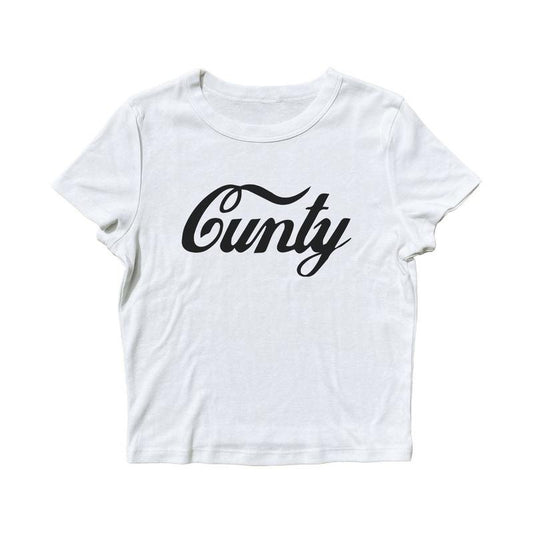 Cunty Baby Tee, Graphic Print Crewneck Crop Baby Tee, Casual Street Short Sleeve T-Shirt, 2024 Comfort Womensware Cotton Fit