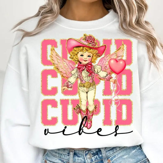 Cupid Vibes Valentine Sweatshirt, Glitter Valentines Day Sweatshirt, Valentine Sweatshirt, Valentine Shirt Sweatshirt,...