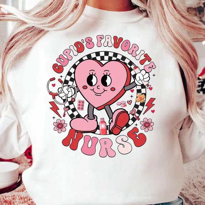 Cupid's Favorite Nurse Valentine Shirt, Valentines Day Shirt, Valentine Nurse Shirt, Checkered Heart Shirt, Nurse...