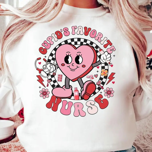 Cupid's Favorite Nurse Valentine Shirt, Valentines Day Shirt, Valentine Nurse Shirt, Checkered Heart Shirt, Nurse...