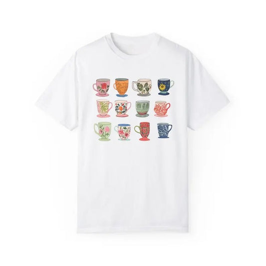Cups Breakfast Tee Graphic Shirt For Women Tea, Cute Graphic Vintage Shirt