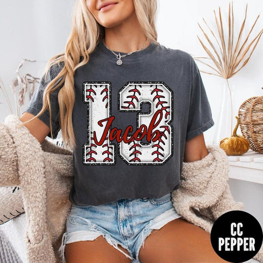 Custom Baseball Name and Number Shirt, Comfort Colors Baseball Mama Shirt, Baseball Personalized Baseball Tee, Tball Aunt...