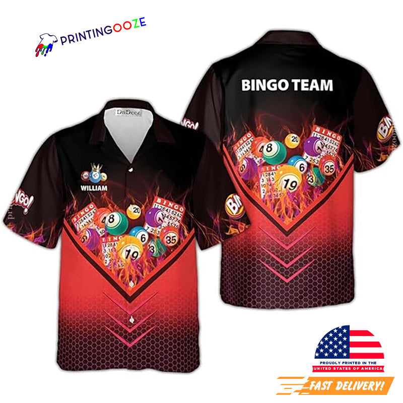 Custom Bingo On Fire Lucky Number Hawaiian Shirt