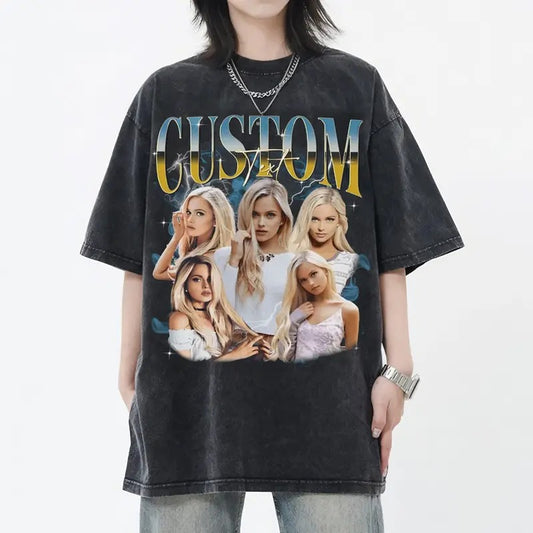 Custom Bootleg Rap Shirt with Personalized Photo - Vintage 90s Graphic T-shirt Top Womenswear Streetwear Tshirt