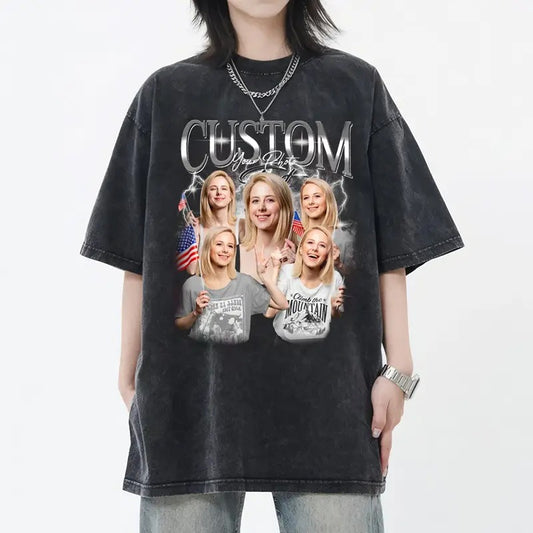 Custom Bootleg Rap T-shirt, Custom Bootleg Comfort Color Shirt, 90s Vintage Bootleg Shirt, Custom your own Photo, Vintage Graphic Gift Top Womenswearstyle{n002}3