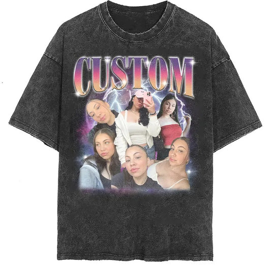 Custom Comfort Colors Girlfriend T-Shirt with Personalized Photo Print, Unisex Loose Fit Graphic Tee Top Womenswear Summer Streetwearstyle{n002}2