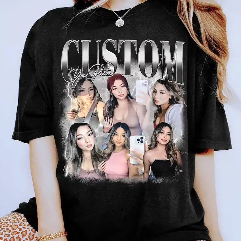 Custom Graphic Photos Girlfriend Vintage Shirt, Family Bootleg Graphic Shirt, Personalize Bootleg Custom, Bachelor Party, Womenswear Crewneck