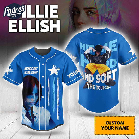 Custom Hit Me Hard And Soft Tour Design Billie Eilish Baseball Jersey - Padres Jersey Oasis: Elevate Your Baseball Style Game