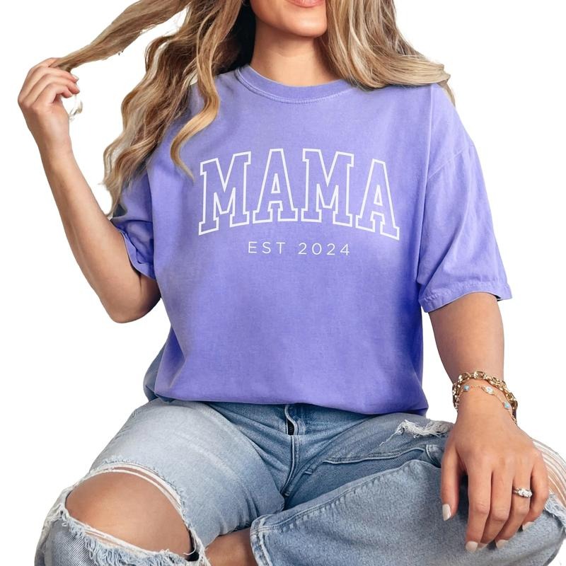 Custom Mama Shirt, Mama Est 2024 Shirt, Comfort Colors Mom Shirt, Gift for Mom Hoodie, Sweatshirt | InkThreadWorks.com