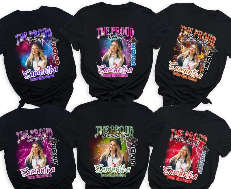 Custom Matching Graduation Family Shirts, Class of 2025, Custom Photo T-shirts, Proud Mom Dad Brother Sister Baby Grandma Grandpa of Graduate Gift