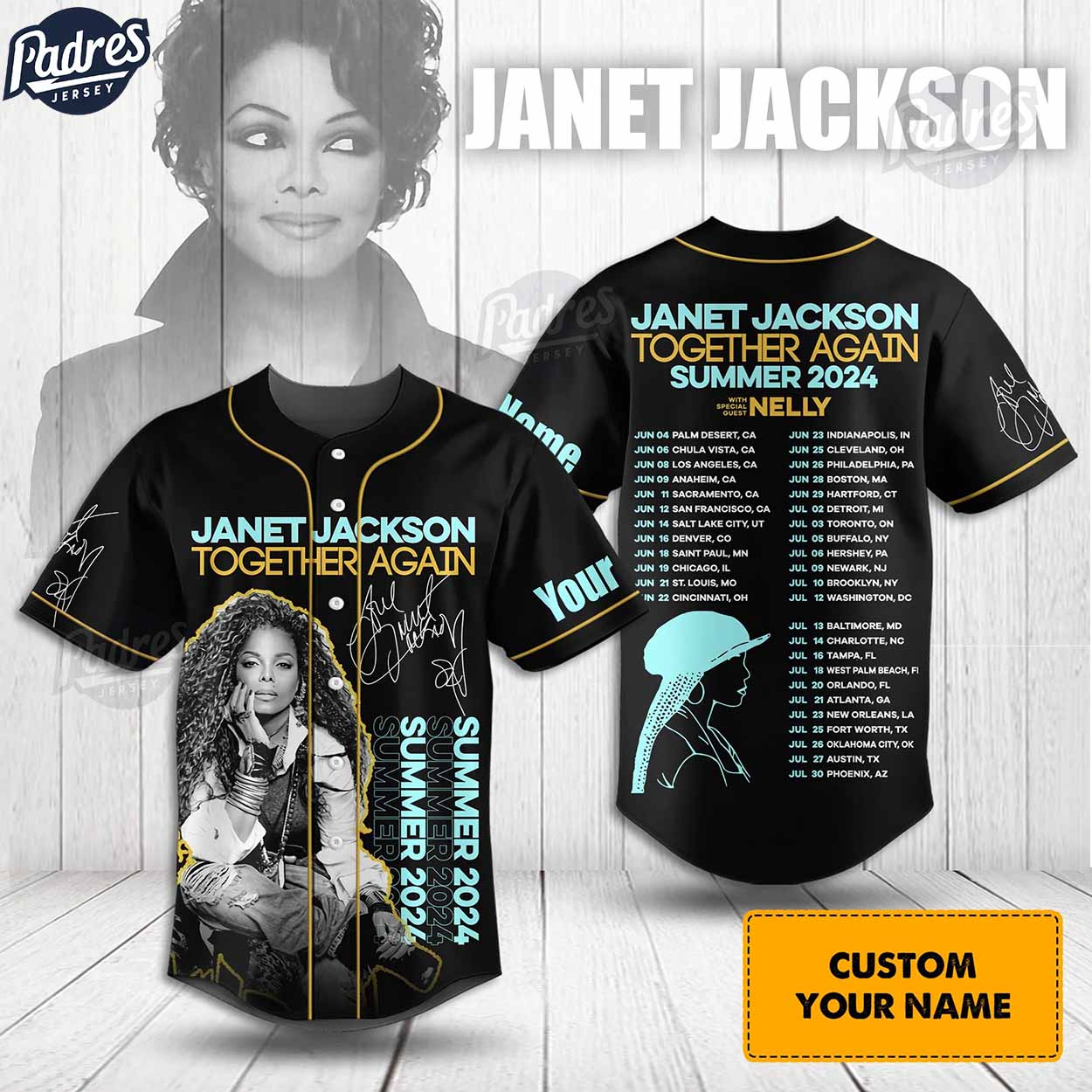 Custom Music Summer Tour 2024 Janet Jackson Baseball Jersey - Padres Jersey Oasis: Elevate Your Baseball Style Game