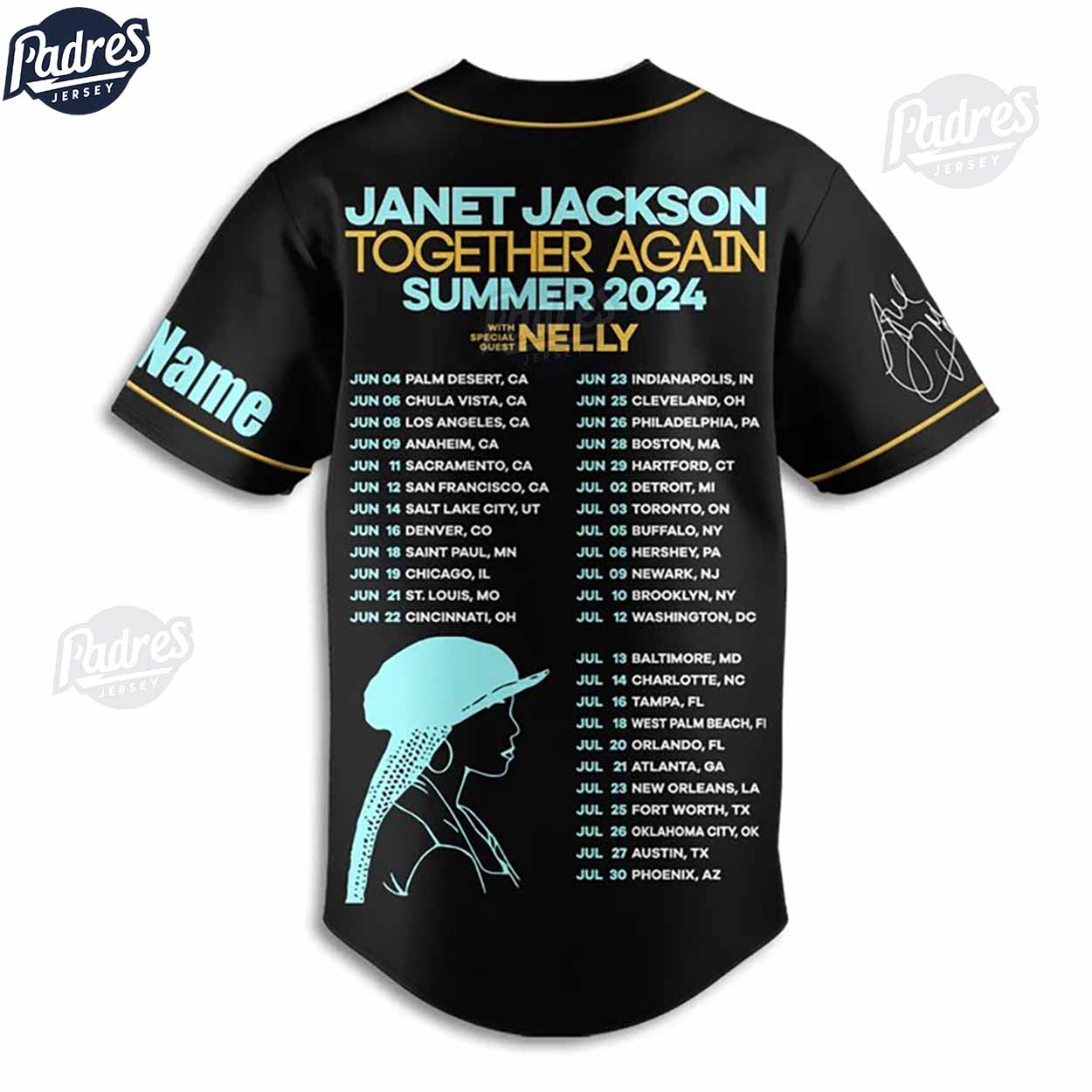 Custom Music Summer Tour 2024 Janet Jackson Baseball Jersey - Padres Jersey Oasis: Elevate Your Baseball Style Game