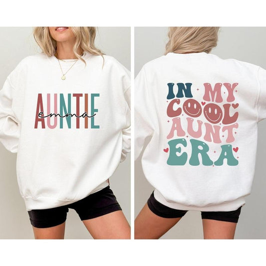 Custom Name In My Cool Aunt Era Sweatshirt, Aunt Hoodie, In My Aunt Sweater, Retro Aunt Sweatshirt, Gift For Aunt...