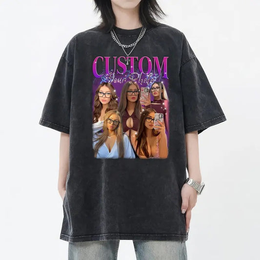 Custom Photo Bootleg Girlfriend 6 Face 90s Retro Vintage Shirt Sweatshirt, Shirt with Face on It for Boyfriend Birthday Gift, Top Womenswear