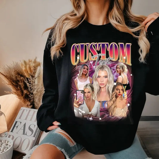 Custom Photo Bootleg Girlfriend 6 Face 90s Retro Vintage Sweatshirt, Shirt with Face on It for Boyfriend Birthday Gift, Womenswear Hoodie Sweatersstyle{n002}2
