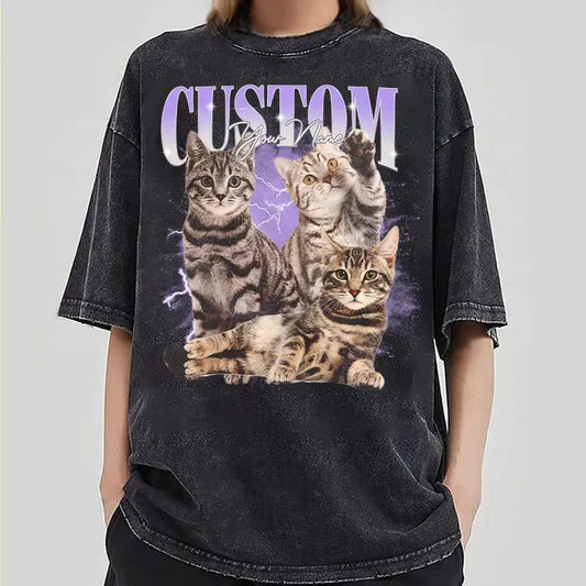 Custom Photo Cat Bootleg 90s Shirt, Custom Bootleg Rap Tee Shirt, Custom Cat Photo Your Own Bootleg Shirt, Change Design Here T-Shirt Top