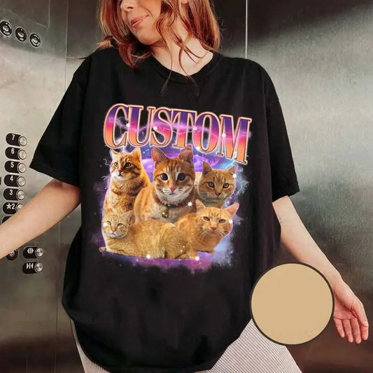 Custom Photo Cat Bootleg 90s Shirt, Custom Bootleg Rap Tee Shirt, Custom Cat Photo Your Own Bootleg Shirt, Change Design Here T-Shirt