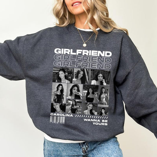 Custom Photo Girlfriend Sweatshirt, Vintage 90s Girlfriend Bootleg Graphic Printed Tops, Valentine's Day Gifts for...