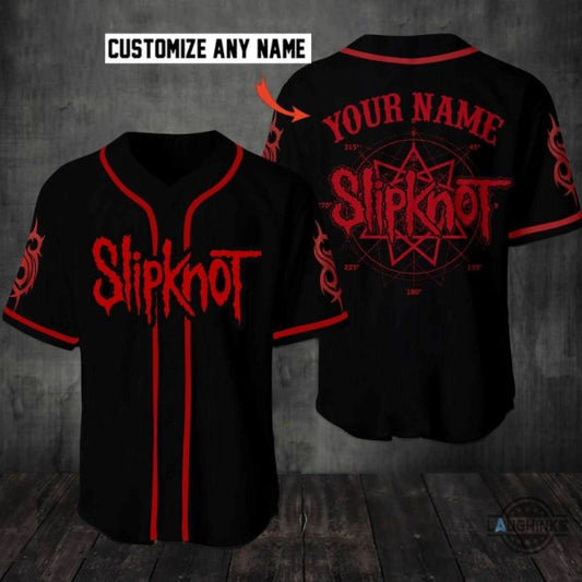 Custom Slipknot Baseball Jersey Shirt Red And Black NEW