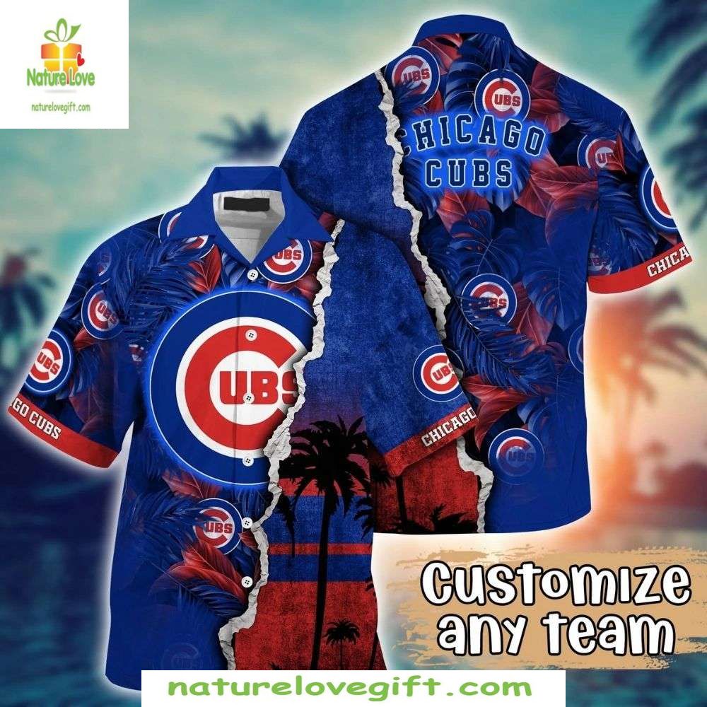 Chicago Cubs MLB Hawaiian Shirt Custom Team Split Design Baseball Apparel