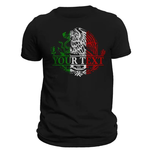 Custom Text Mexican Eagle Emblem T-Shirt- Playera Personalizada Con Escudo De Mexico Casual Classic Hoodie, Sweatshirt