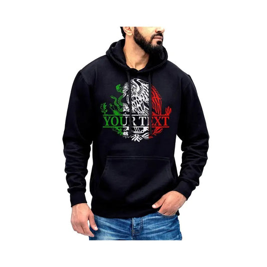 Custom Text Personalized Mexico Mexican Eagle Hoodie- Sueter Con Capucha Con El Aguila De Mexico Personalizado Cotton...