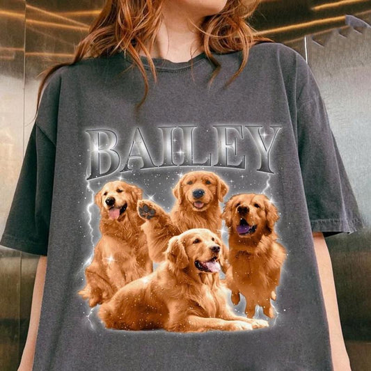 Custom Vintage Pet Shirt - Personalized Dog Shirt, Crewneck Oversize Casual Tee, Custom Name, Loose Fit, 90's Style, Women's Wear