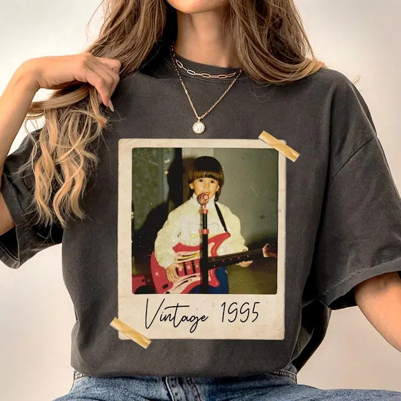 Custom Vintage Photo And Year, Custom Shirt With Picture Personalized 30th Birthday Gift Vintage 30th Birthday Party Vintage Est 1995 Shirt