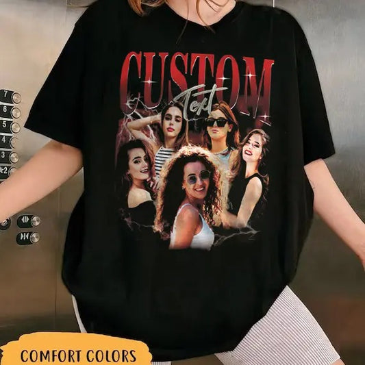 Custom Your Own Bootleg T-shirt, Custom Bootleg Comfort Color Shirt, 90s Vintage Bootleg Shirt, Custom your own Photo, Vintage Graphic Gift Top Womenswear