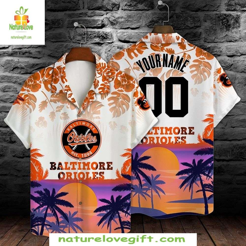 Baltimore Orioles Hawaiian Shirt Custom Tropical Sunset Aloha Baseball Apparel