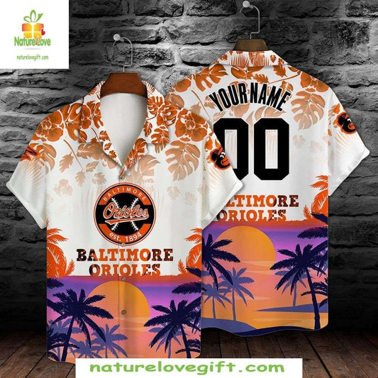 Baltimore Orioles Hawaiian Shirt Custom Tropical Sunset Aloha Baseball Apparel