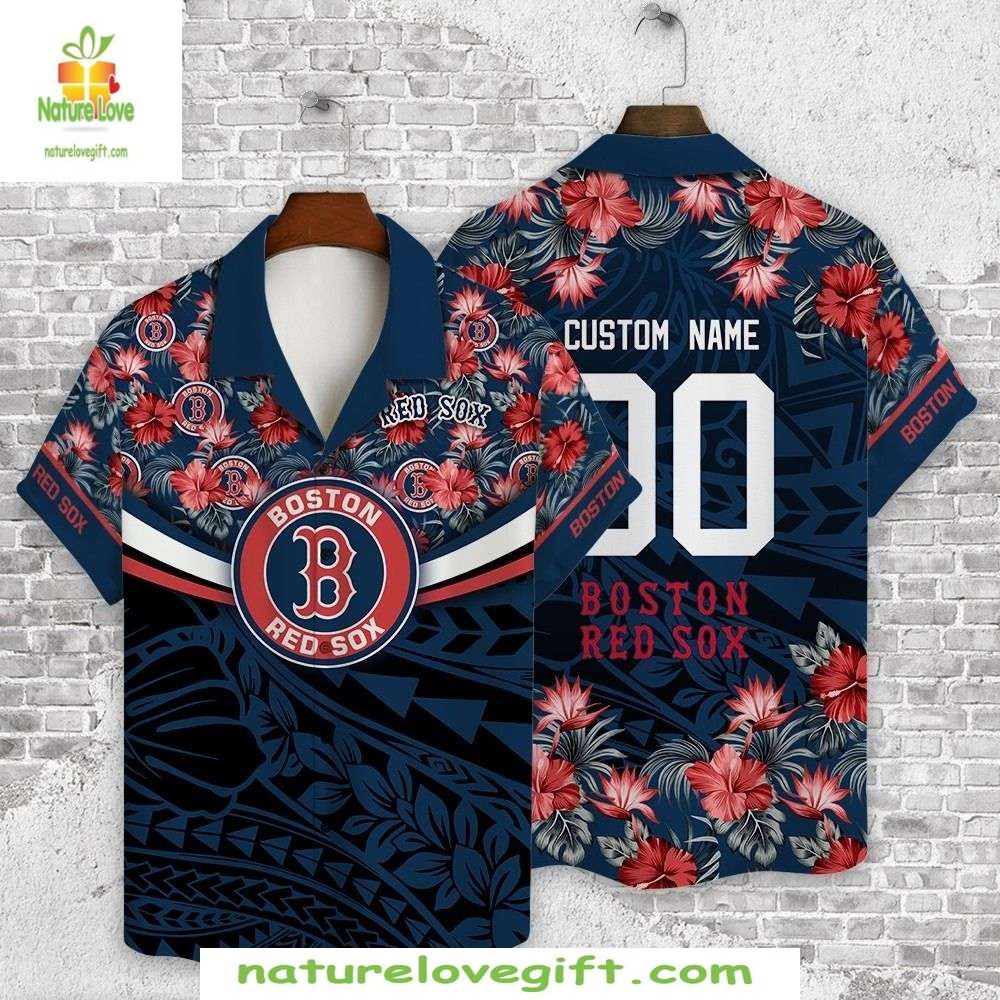 Boston Red Sox Hawaiian Shirt Custom Tropical Floral MLB Baseball Apparel