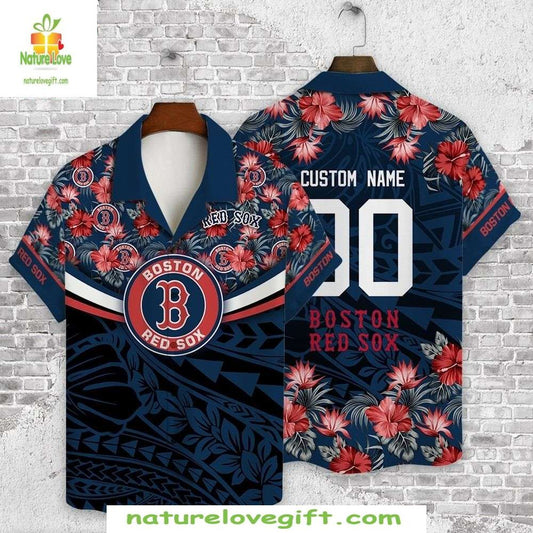Boston Red Sox Hawaiian Shirt Custom Tropical Floral MLB Baseball Apparel