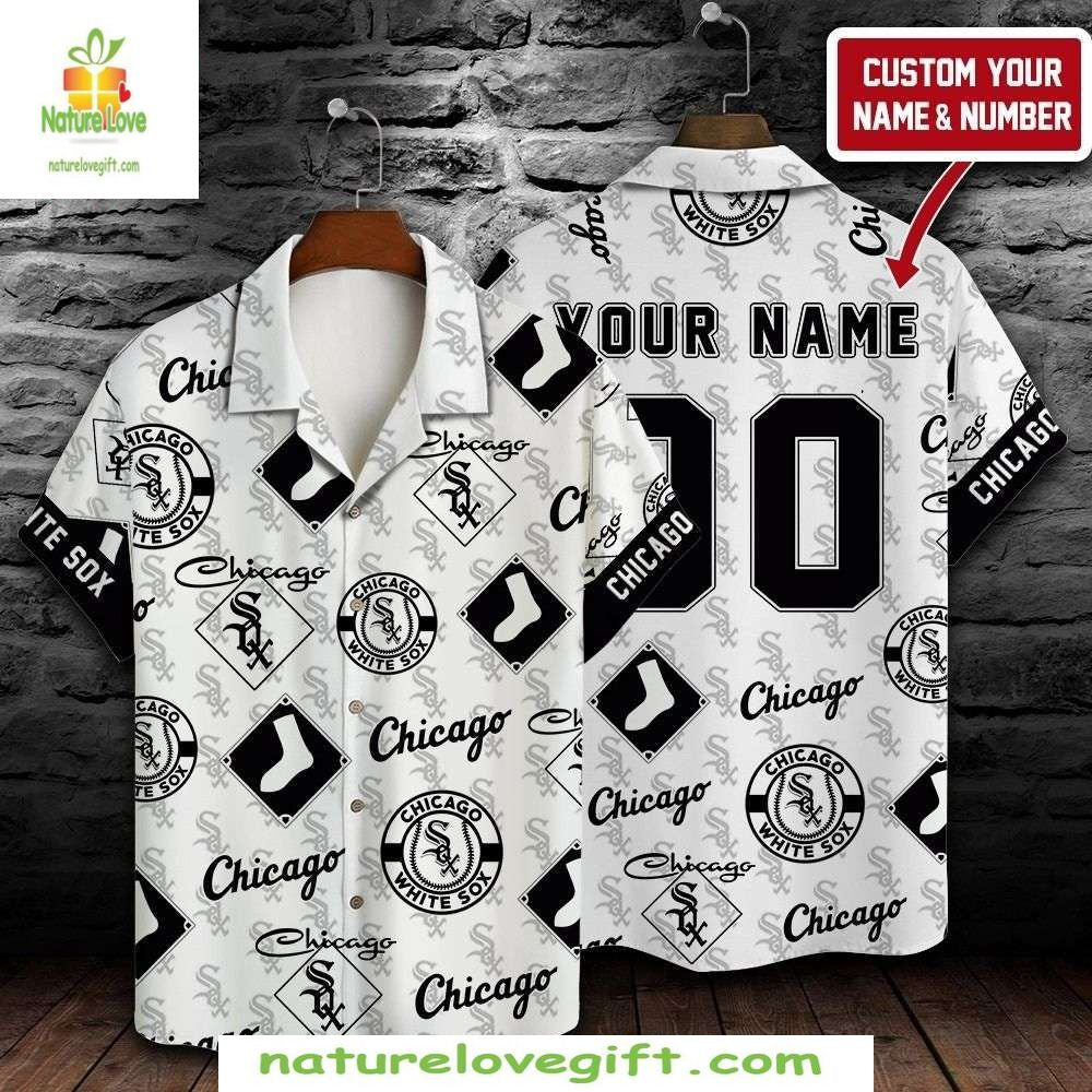 Chicago White Sox Hawaiian Shirt Custom Monochrome Logo MLB Baseball Apparel