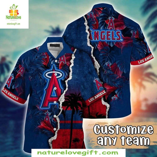 Los Angeles Angels Hawaiian Shirt Customizable Beach Sunset MLB Apparel