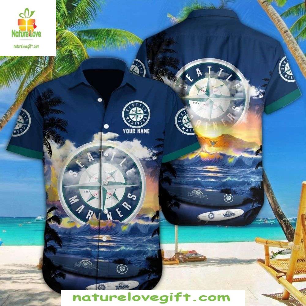 Seattle Mariners Hawaiian Shirt Customizable Sunset Tropical Baseball Apparel