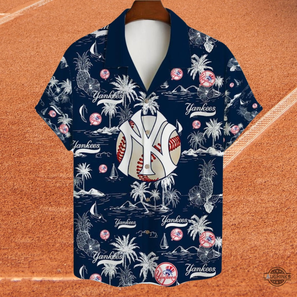 Customized New York Yankees Coconut Tree Hawaiian Shirt And Shorts 2024 Trendy Summer Fashion