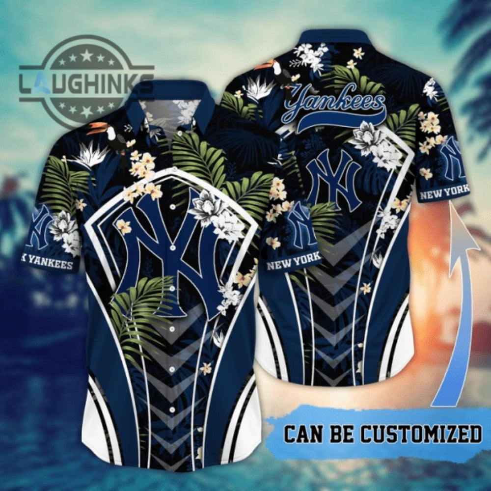 Customized New York Yankees Mlb Flower Summer Tropical Hawaiian Shirt Yankees Hawaiian Shirt Ny Yankees Button Up Shirt And Shorts Mlb Baseball Aloha Beach Shirt